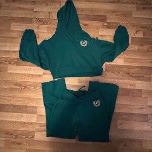 PINK Victoria's Secret Green Hoodie and Sweatpants Set